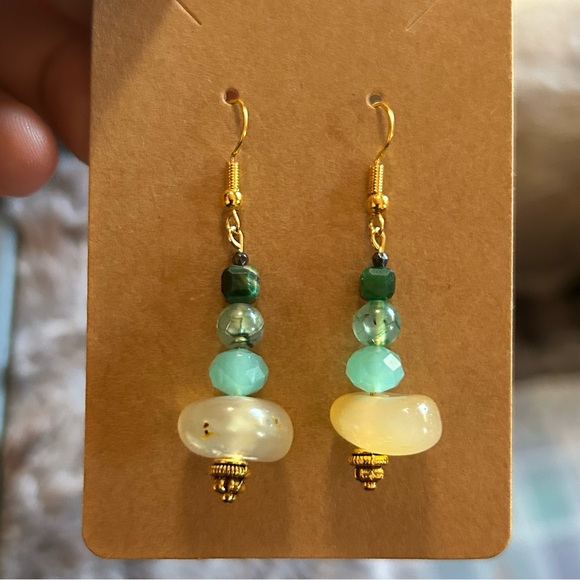 Handcrafted elegant genuine agate tiger eye faceted hematite earrings - Picture 2 of 5